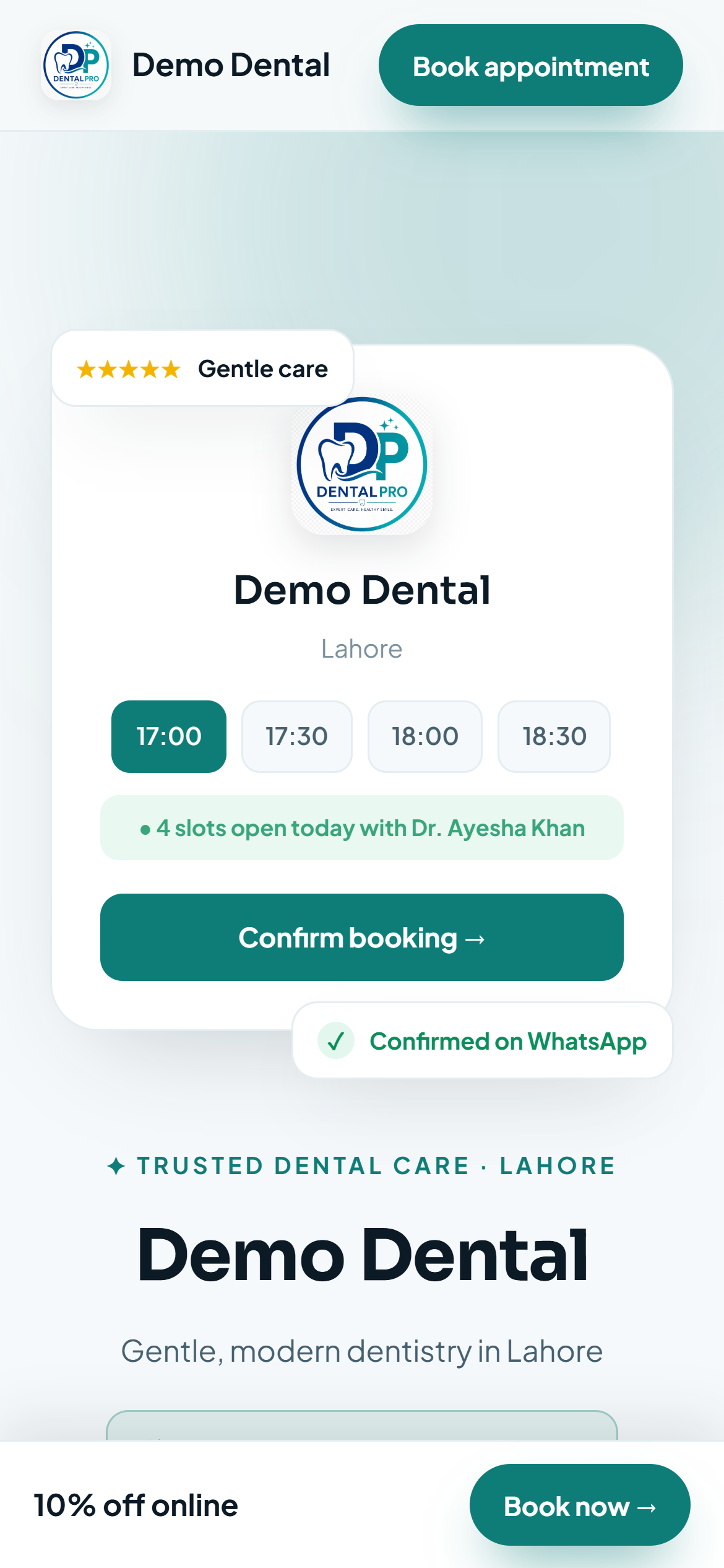 Your public booking page